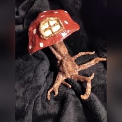 PAPER MACHE' TREE WITH MUSHROOM TOP, One of a Kind