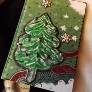 Altered art blank, unlined journal..Christmas themed