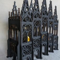 5 Candle Gothic Cathedral Haunted Lantern Centerpiece: Handmade Witch Altar Decor, Book Nook