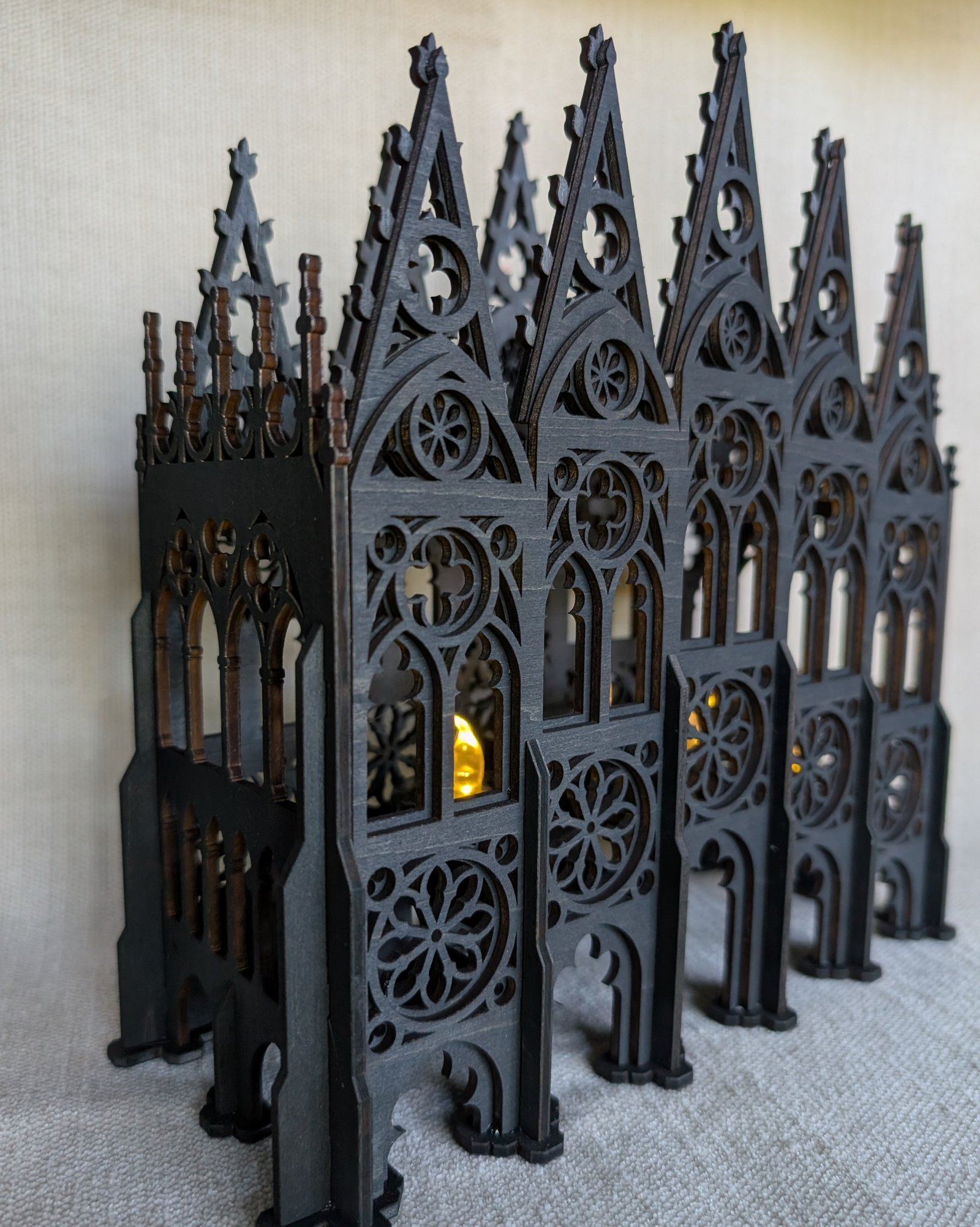 5 Candle Gothic Cathedral Haunted Lantern Centerpiece: Handmade Witch Altar Decor, Book Nook