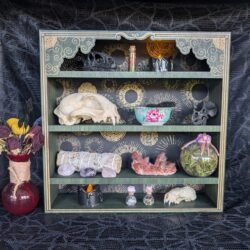 Forest Green Witch Altar Shelf - Green and Gold Celestial Display