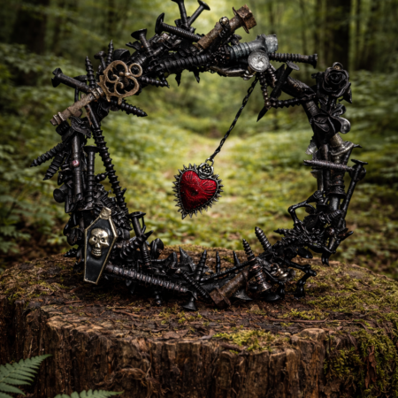 Painted, altered art, metal wreath