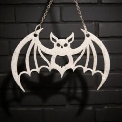 Gothic Bat Glitter White