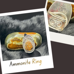 Amazing Ammonite 925 Sterling Silver Ring -Navajo made Jewelry