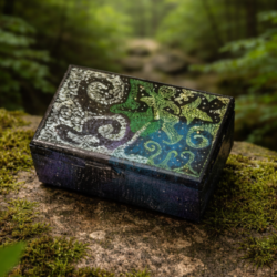 Handpainted pine wood trinket box..