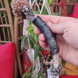 Aragonite & pyrite Bone Divination Pendulum Wand