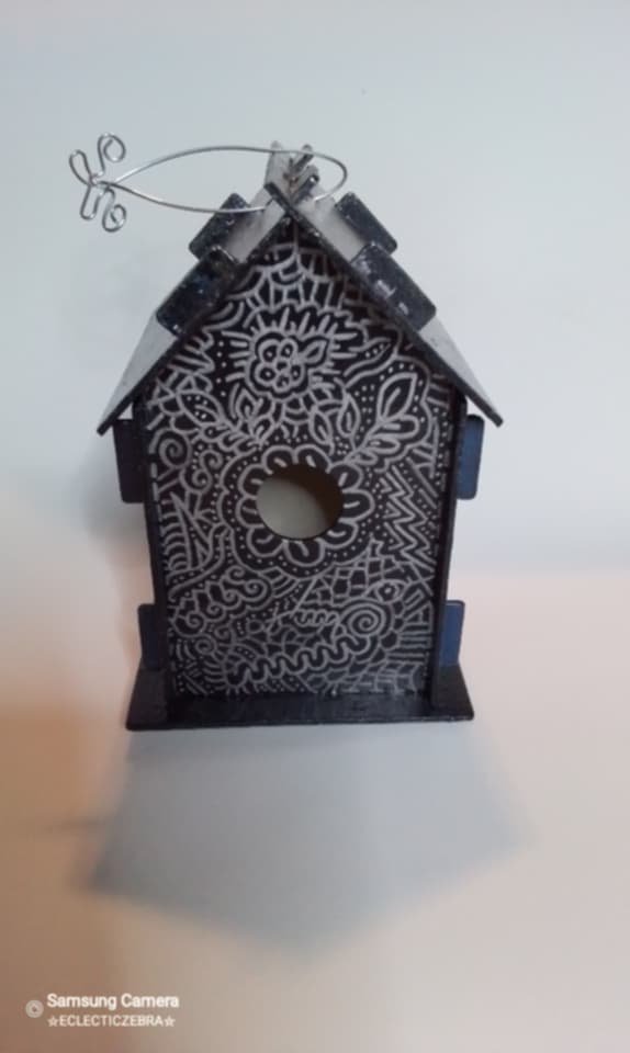 Handpainted wooden bird house..The Art of Random..