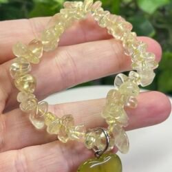 Lemon Quartz Chip Bracelet with Heart