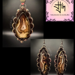 Exquisite Montana Moss Agate Pendant and Earring Set