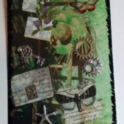 Handmade, altered wall art..This is part of my Dark art Postcard Series.. #104