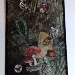Mixed media wall art, post card size.. #103