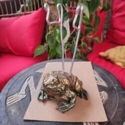 Gold green Frog wand stand holder