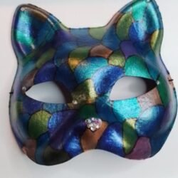 Hand painted cat mask, decor, therian