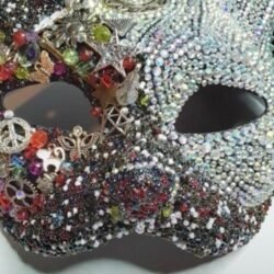 Altered art cat mask decor..