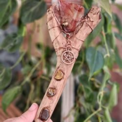 Fire Quartz and Tigers Eye, with carved Crocodile wand