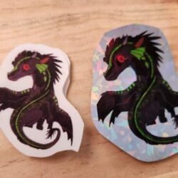 Young dark and green dragon sticker