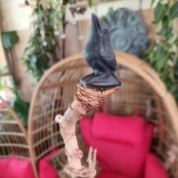 Obsidian crow (or raven) mini alter broom besom