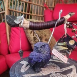 Jade leaf and moss agate Divination Bone Wand