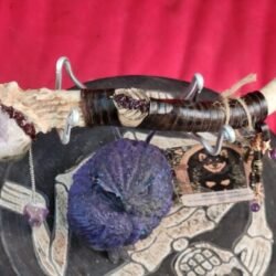 Amethyst, garnet, and quartz Divination Bone Wand