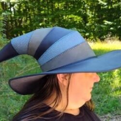 Hand Stitched Leather Striped Witch Hat