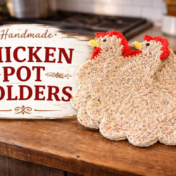Crochet Chicken Potholder Set - Handmade Cotton Kitchen Decor | Farmhouse Housewarming Gift for Her