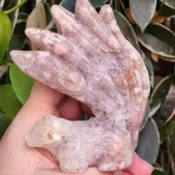 Pink Amethyst Flower Agate 9 tail handcarved fox