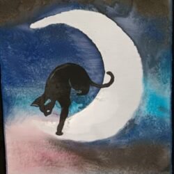 Black Cat on Crescent Moon