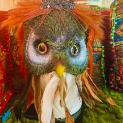 Punk Rock Owl Shamanic Power Animal Drumming Mask