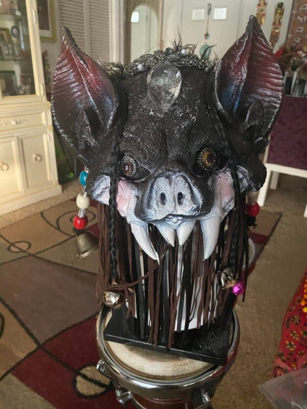 Shamanic Bat Power Animal Drumming Mask